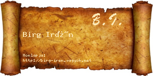 Birg Irén névjegykártya